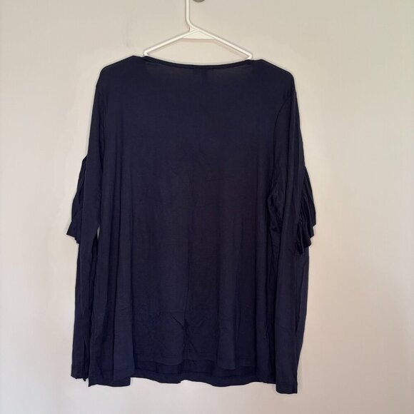 ASOS Pullover Women's 14 Navy NEW Ruffled Stretch Long Sleeve Casual Workwear - Picture 4 of 4